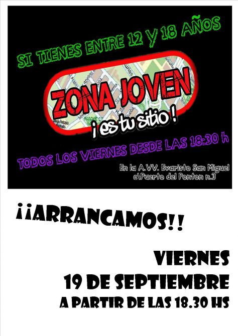 cartel arranque Zona Joven- vertical blanco