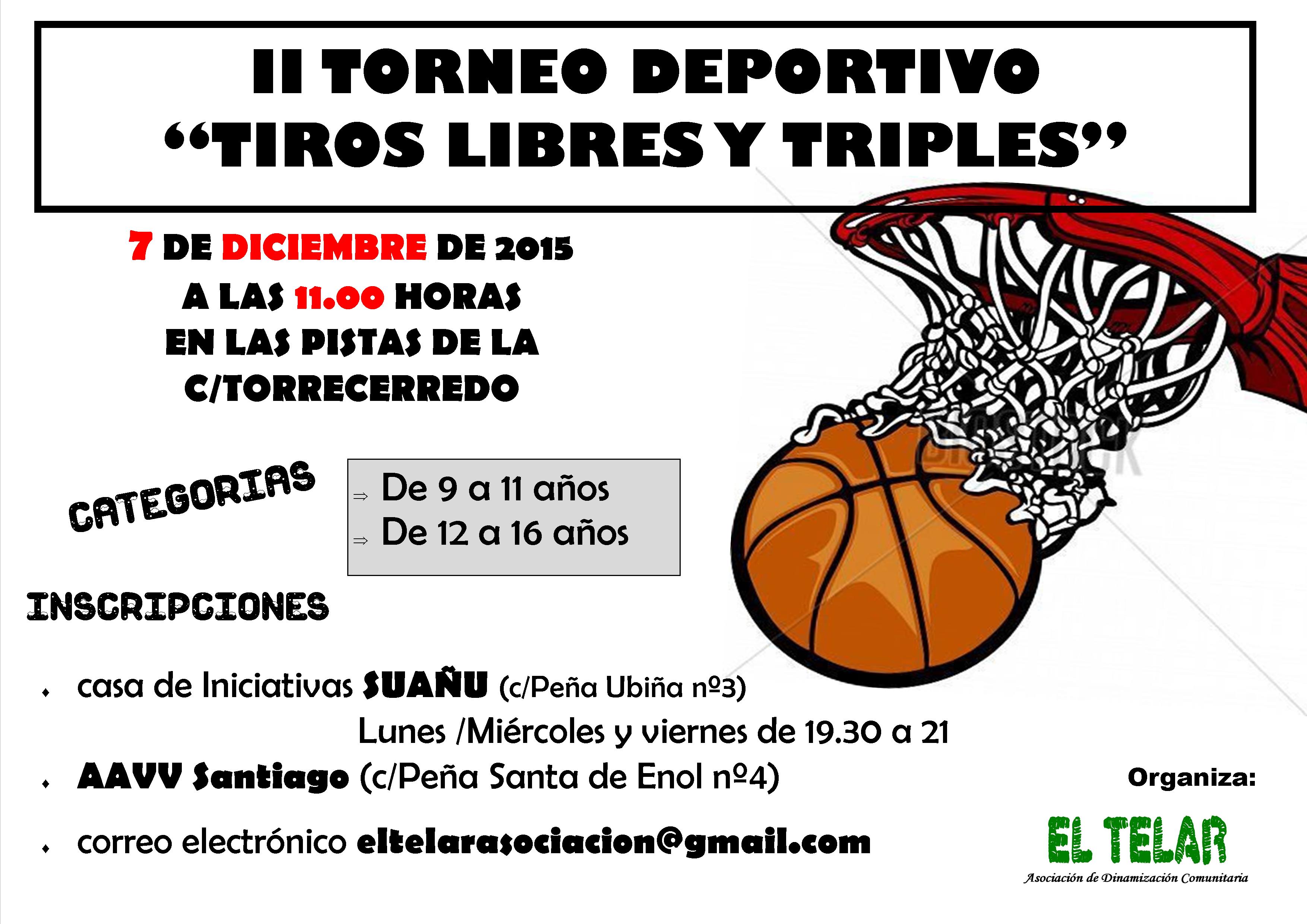 cartel torneo de basket tiros libres y triples diciembre